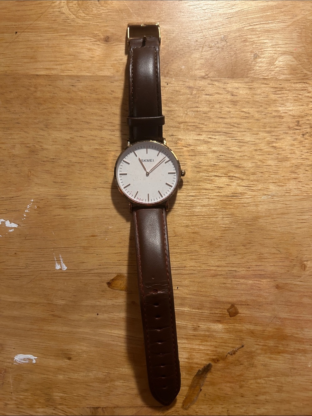 Men’s Gold Plated Watch with Brown Genuine Leather Strap